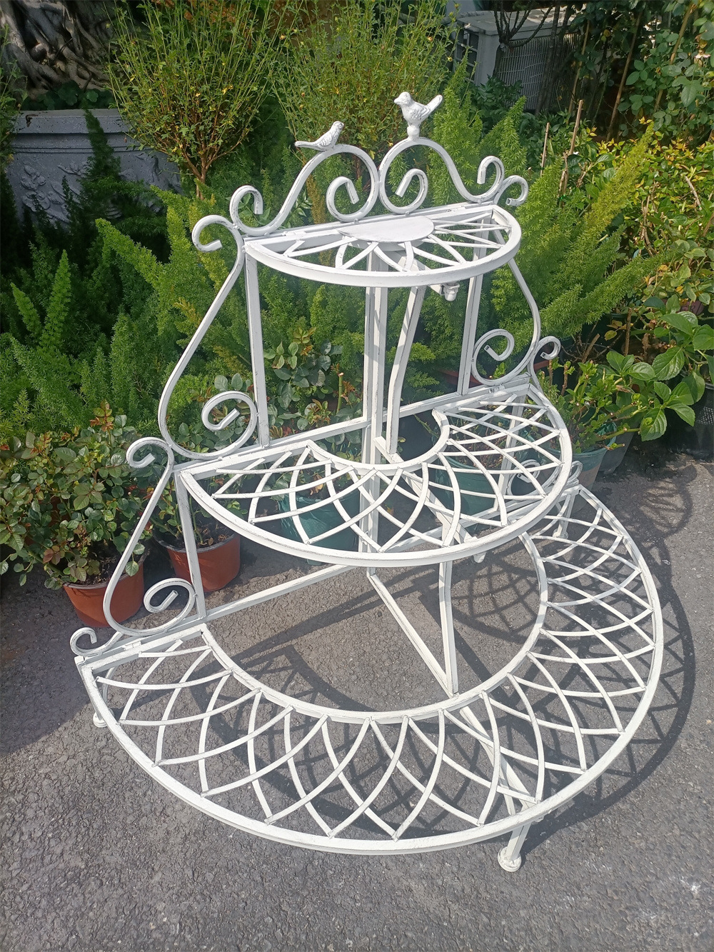 두 새 180 반원 꽃 스탠드 흰색