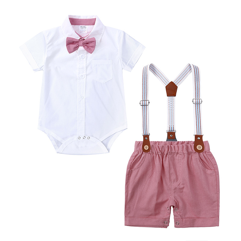 British Style Solid Color Cotton Boys Clothing Sets display picture 3