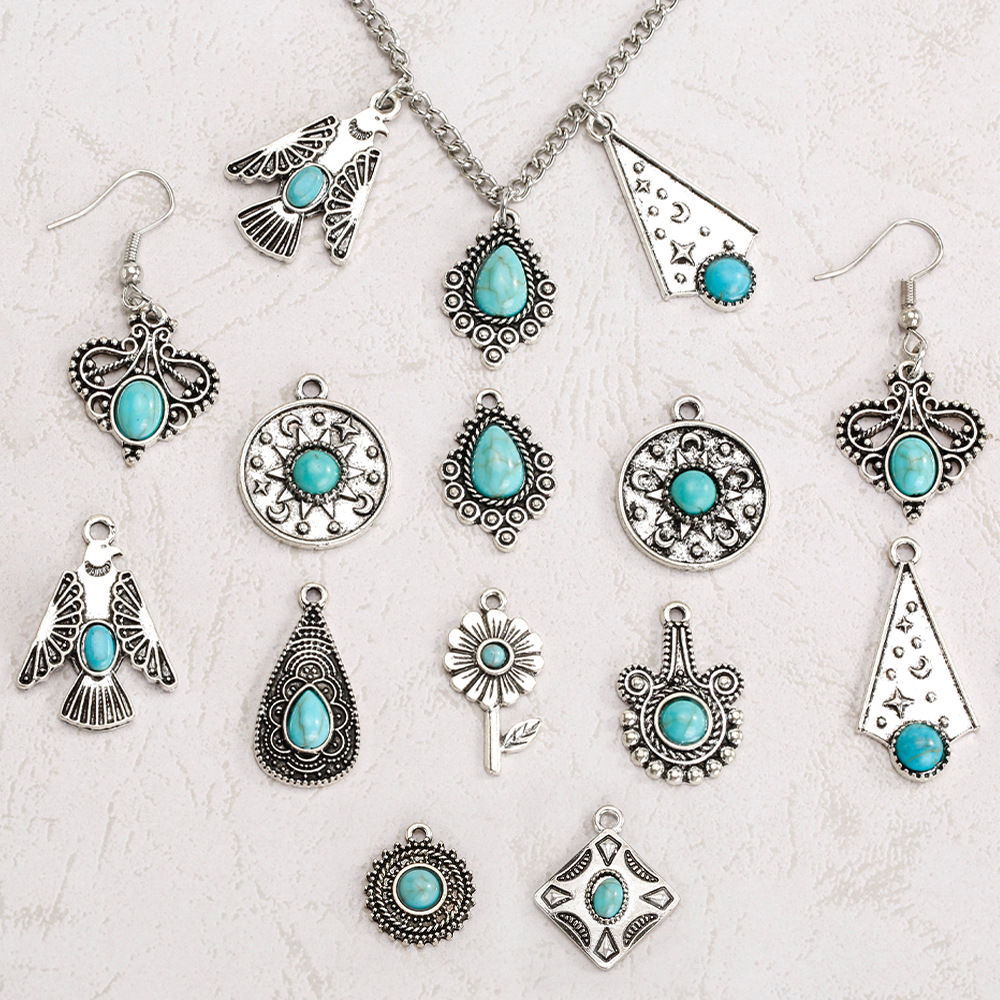 Transfronterizo europeo y americano personalizado estilo étnico bohemio turquesa con incrustaciones de collar pulsera DIY accesorios de la joyería Accesorios