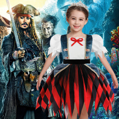 2025万圣节女童海盗船长公主裙角色扮演服演出表演礼服连衣裙童装