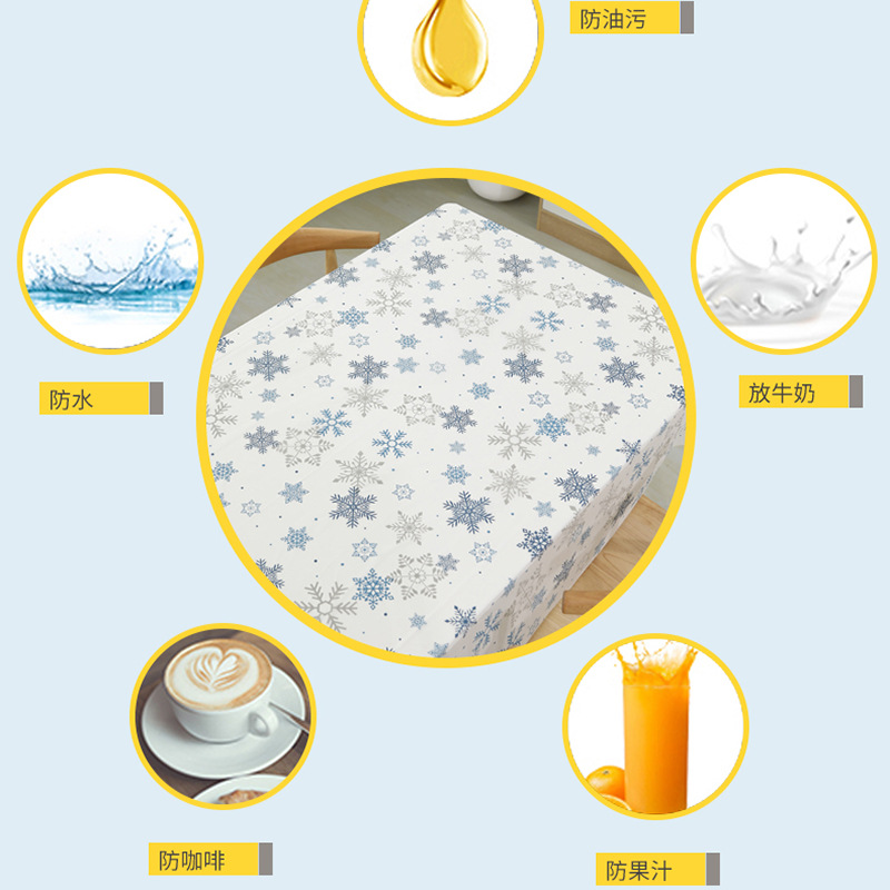 Amazon desechable vacaciones copo de nieve mantel transfronterizo impermeable de dibujos animados FIESTA DE Navidad embalaje independiente copo de nieve mantel