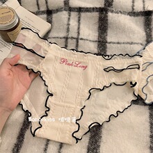 日系纯欲风少女镂空内裤女纯棉棉裆2024新款中腰性感三角裤女生