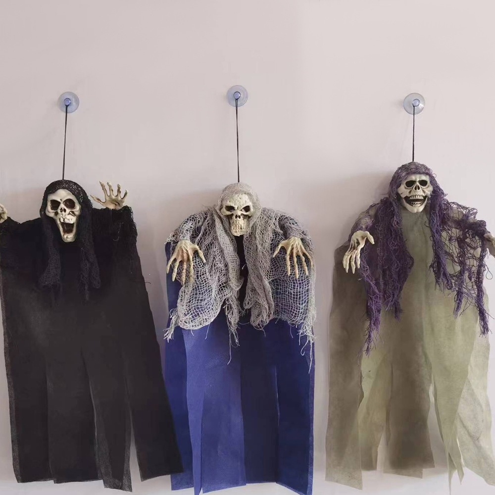 Halloween colgante colgante fantasma casa embrujada accesorios de decoración horror pequeño colgante de plástico calavera colgante al por mayor image 1
