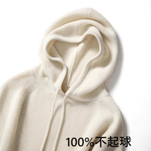 不起球秋冬带帽羊衫女连帽加厚百搭打底衫纯色毛衣短卫衣针织帽衫
