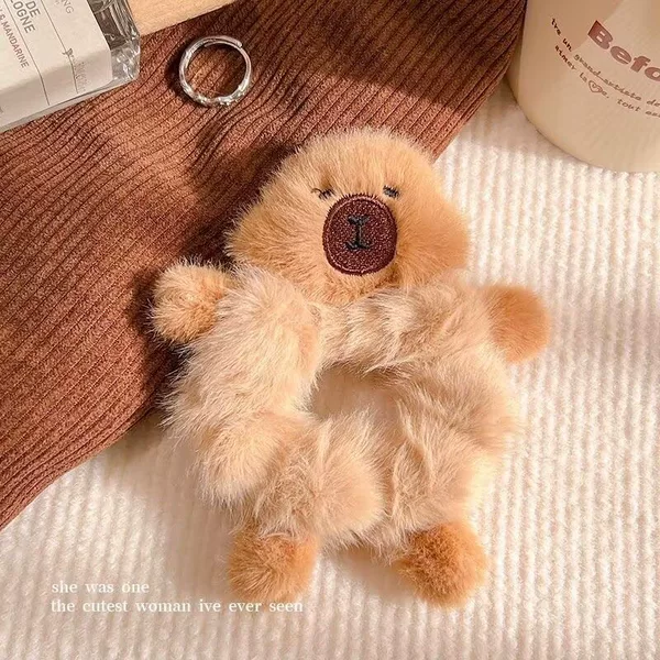 Cute Bala Hair Loop Capybara Plush Large Intestine Hair Loop Hair Rope Rubber Tendons Cute Children's Maillard Hair Rope Hair Accessories