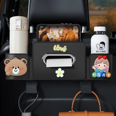 Car cup holder/beverage holder – Storage, Car Seat Back Multifunctional - black-happy-long-live-series-4th-generation-seat-storage-box