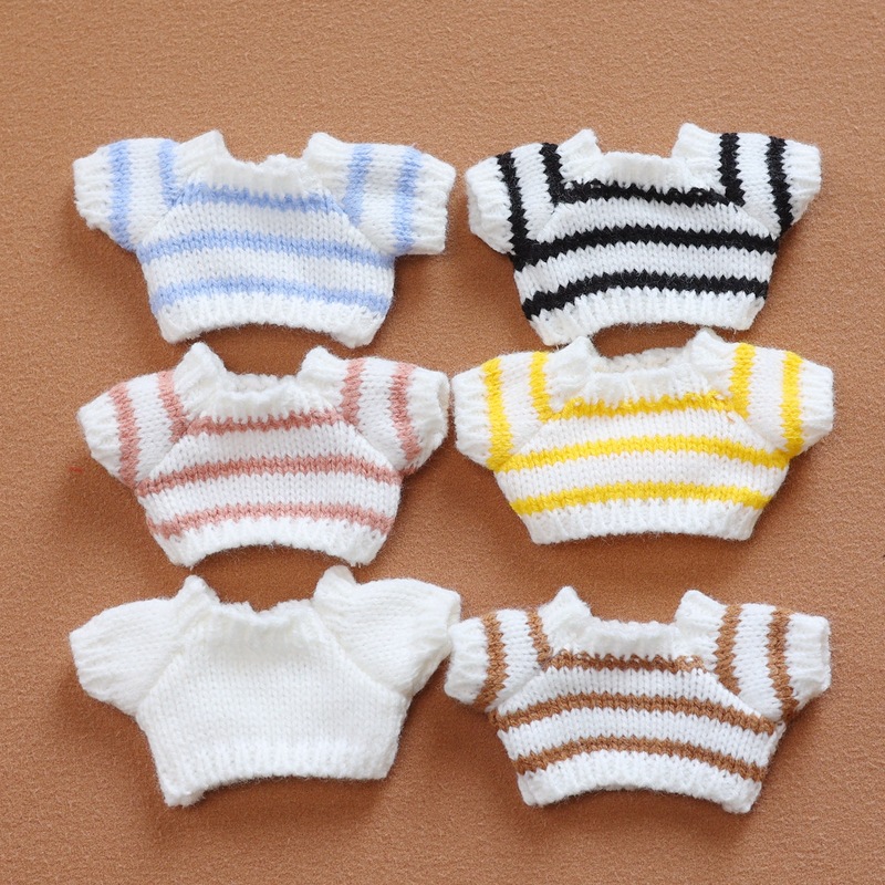 Striped Sweater 17cm Plush Toy Vinyl Toy Doll Clothes 14cm Pet Dog Pendant Clothes