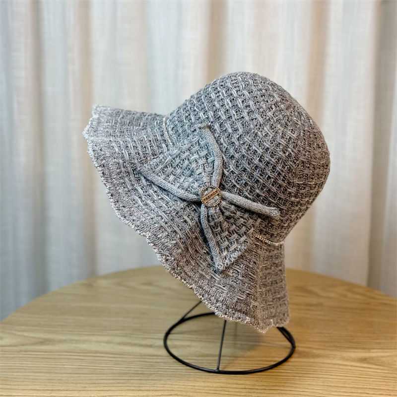 Women's Straw Hat With Ruffle Edge And Bow For Summer Sunshade_voghion.com