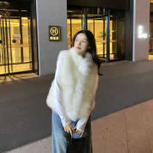 麻豆同款晴山暮雪高奢山羊绒皮草马甲皮毛一体短款背心外套女