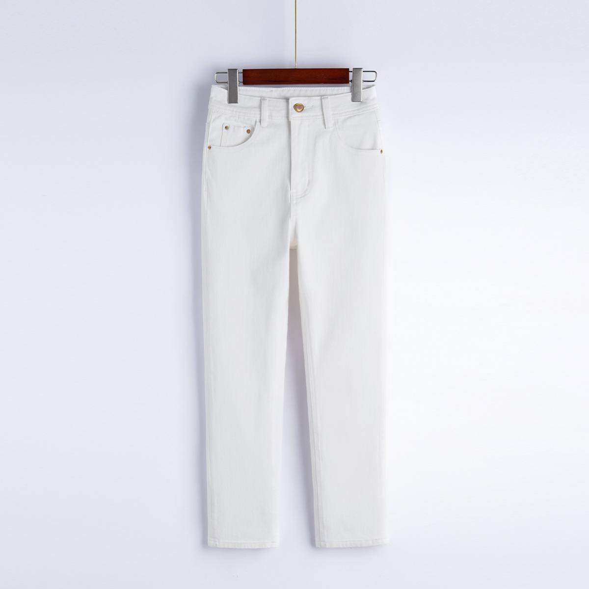 Huazizi four-sided high-waisted straight-leg jeans 2024 spring new washing cigarette pants make you look slim and versatile