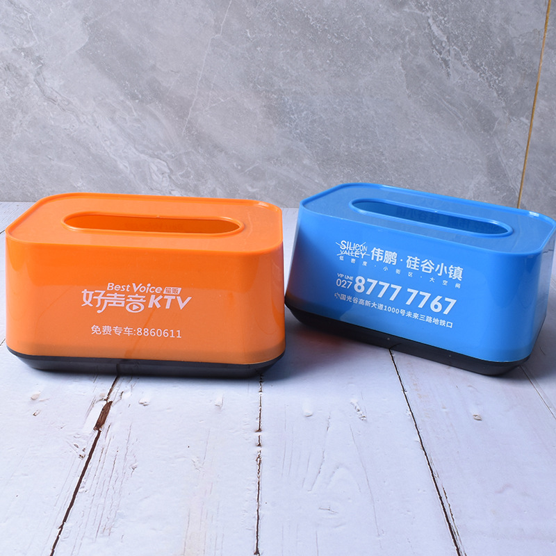 Caja de pañuelos de estilo europeo creativo hogar restaurante caja de pañuelos de plástico caja de pañuelos cuadrados de publicidad en stock impresión al por mayor