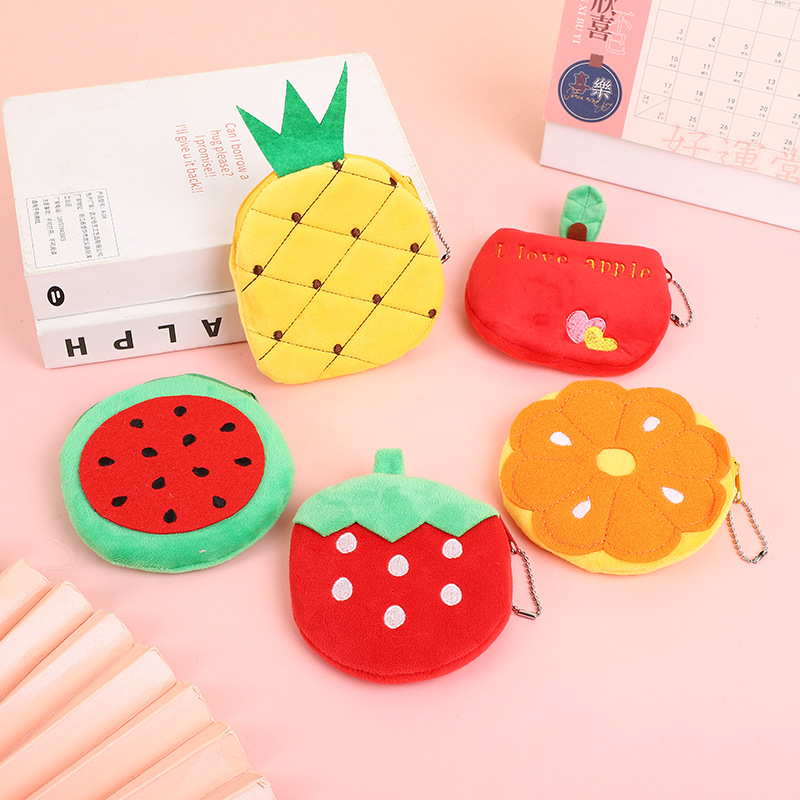 Chica INS de dibujos animados pastel de frutas monedero creativo estudiante niños lindo mini felpa auricular bolsa de la moneda