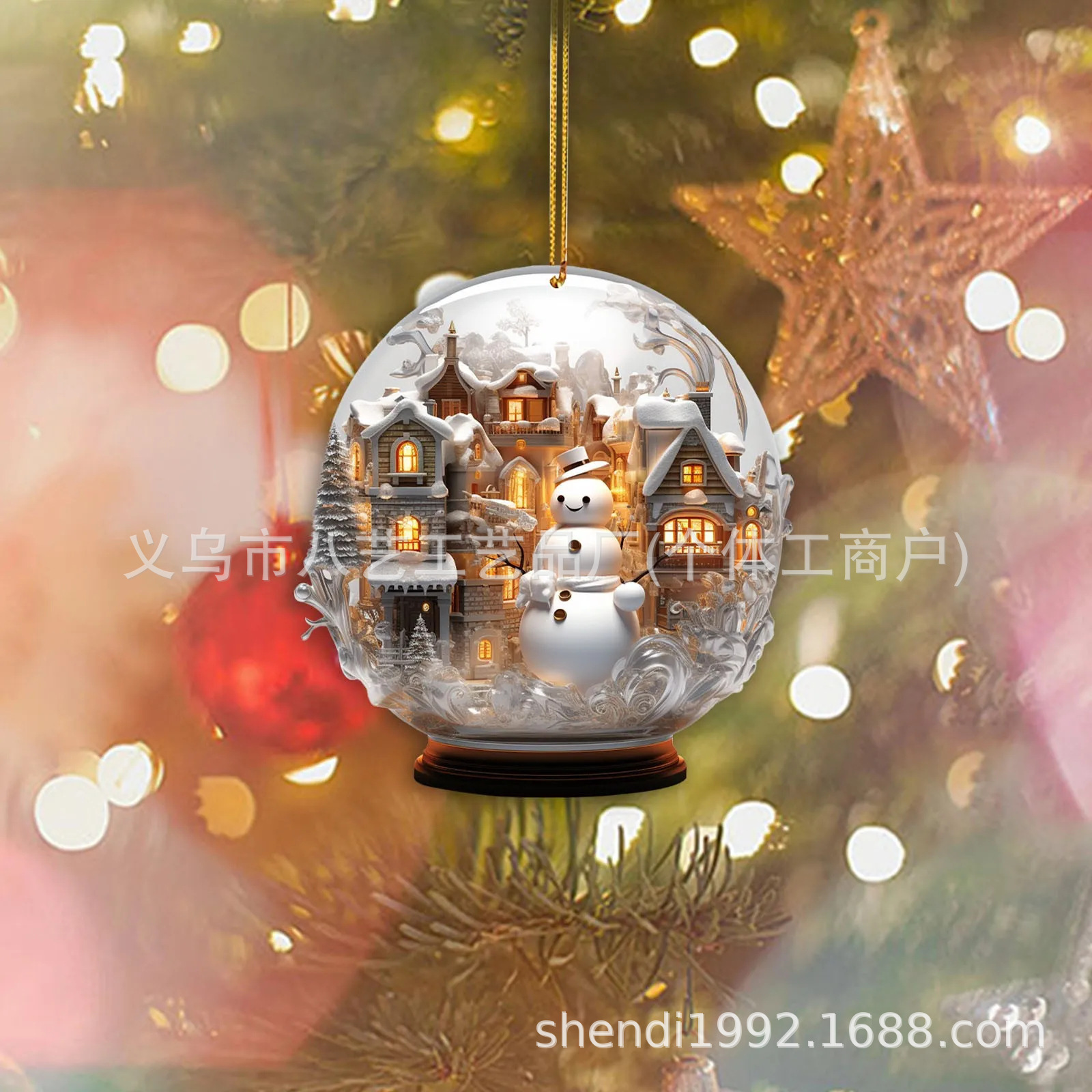 Navidad muñeco de nieve 2D acrílico bolas de vidrio adornamiento estilo único copo de nieve decoración hermosa esfera colgante colgante