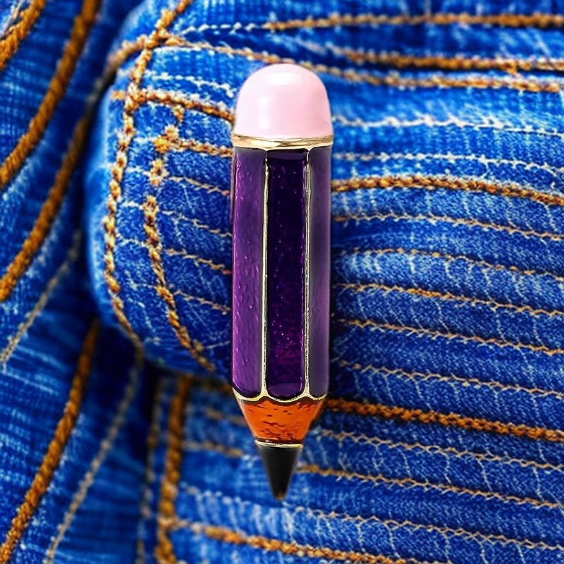 New Fashion Creative Alloy Enamel Pencil Brooch Niche Design Men's and Women's Suit Cardigan Corsage Jewelry Pin