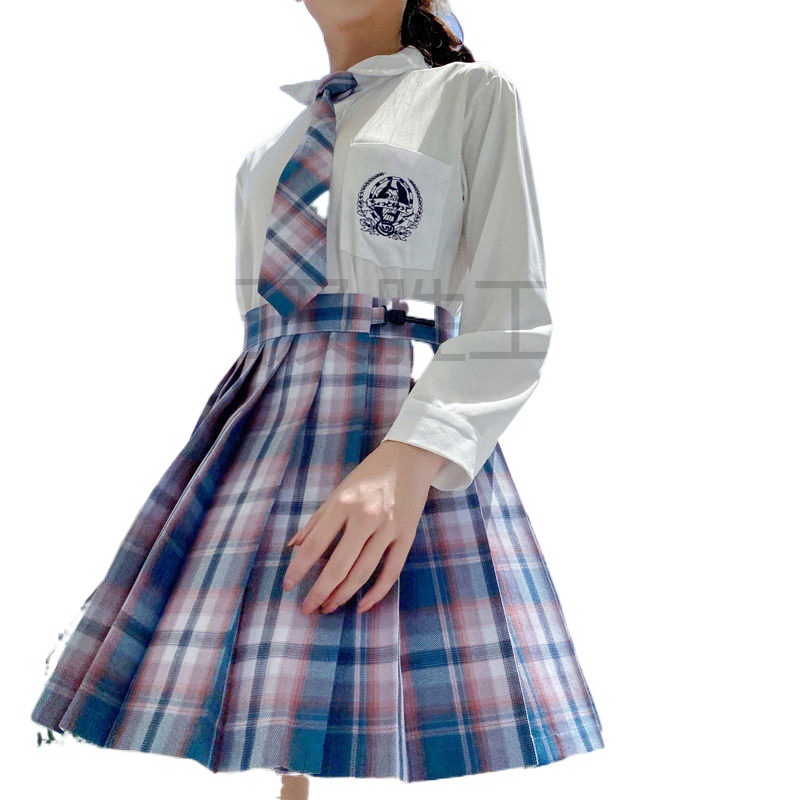 일본 컬렉션 정통 JK 체크 무늬 스커트 JK 유니폼 | 카본 애쉬 | 선원 세트 플리츠 스커트 대학 스타일 원피스 소프트 소녀 스커트