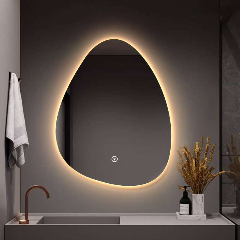 Special-shaped water drop smart mirror touch screen hotel bathroom cosmetic mirror with lamp bathroom mirror wall-mounted led bathroom mirror