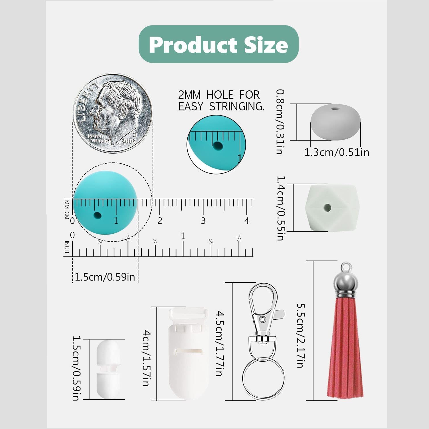 225 cuentas sueltas de silicona de colores 15mm Impresión de transferencia de agua de calidad alimentaria cuentas de silicona DIY Cadena de chupete accesorios pulsera de silicona