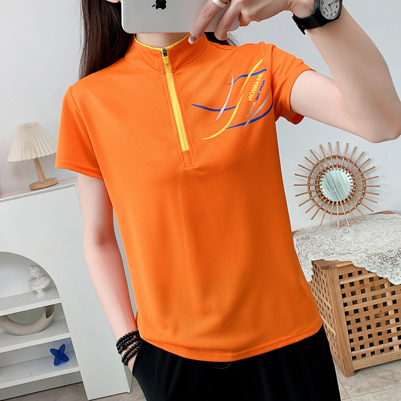 Camiseta de secado rápido al aire libre de mujeres deportivas correr acampando cuello de manga larga T transpirable de verano hombre de manga corta prendas de secado rápido comercio exterior