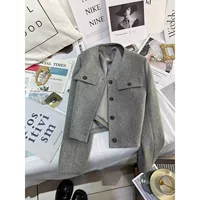 Серо-зеленый короткий блейзер в стиле Chanel для женщин, новинка весны-осени 2025 года, минималистичный дизайн с чувством стиля.