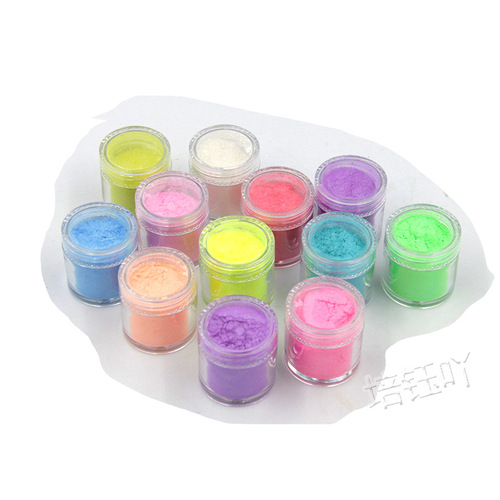 Fluorescent Powder 12 Colors 5g Wholesale Mermaid Pearl Glitter Powder Mica Powder Slime Flow Nails Oil Droplet Gel Glitter Sand
