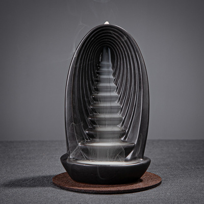 倒流香爐創意家居擺件陶瓷工藝品平步青雲回流觀賞檀香爐