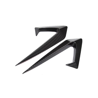Suitable for Tesla model3modelY blow molding Fender wind knife exterior decoration modification car sticker carbon fiber texture (Big Surrounded) - bright-black