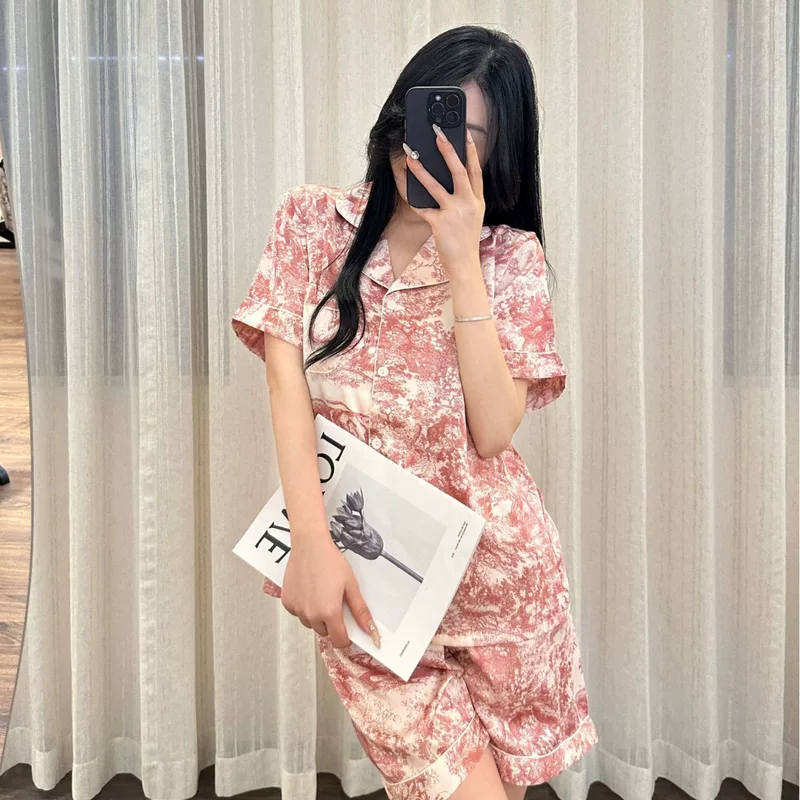 Summer thin retro pijama, set, loose fit