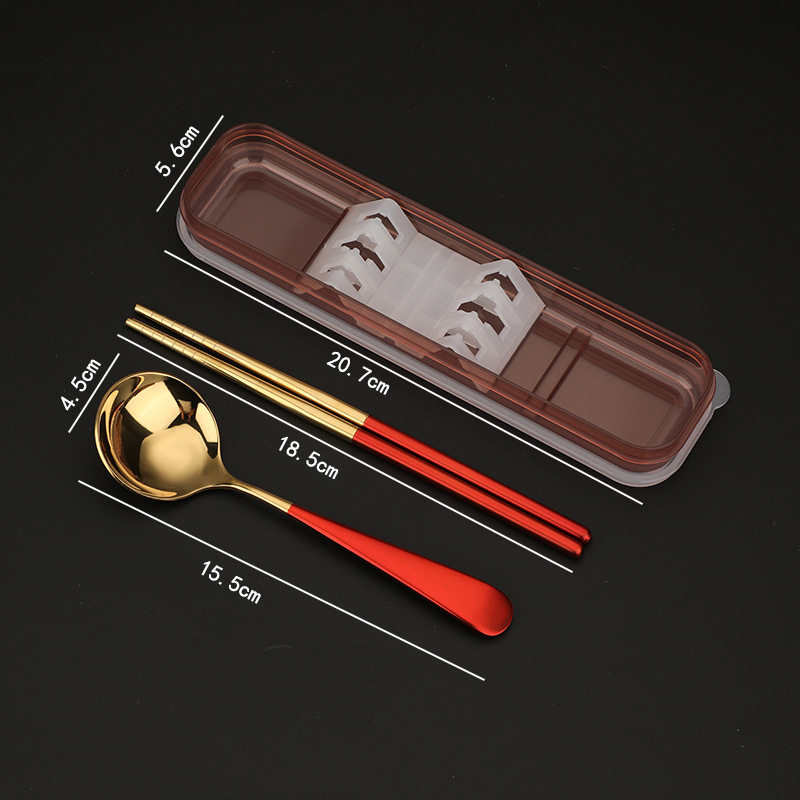 1.5mm 두께의 레드 골드 세트 경제 숟가락 젓가락