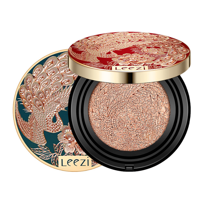 leezi Liz Damei Peacock Tulle Air Cushion Cream Carved BB Cream Natural Concealer Lasting Makeup Moisturizing Oil Control