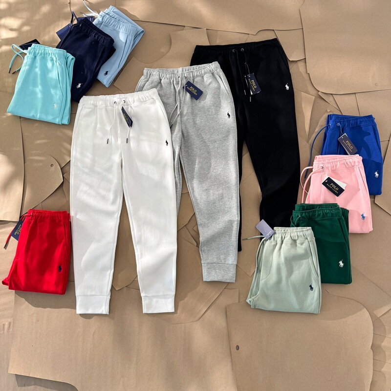 Cross-Border Pony Logo Solid Color Embroidered Logo Long Pants Sweatpants 360g Heavy Brushed Casual Pants Versatile Straight-Leg Pants