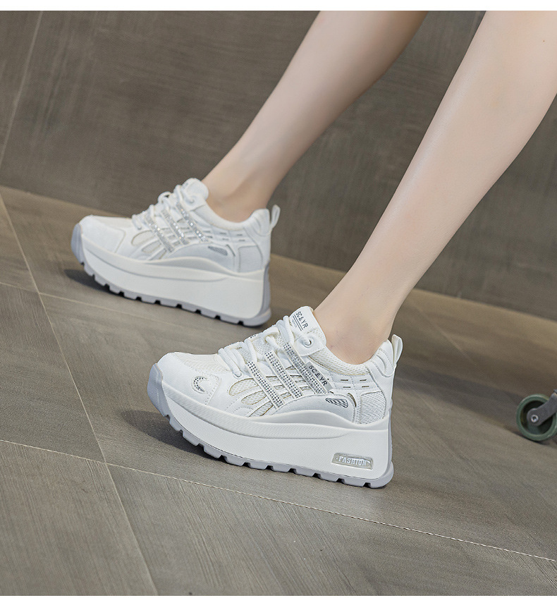 Giày sneaker nữ đế dày tăng chiều cao lưới thoáng khí mùa hè — Tím 5039, Trắng 5039, Vàng 5039 chi tiết 19