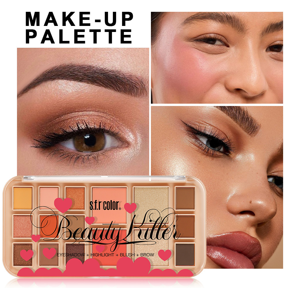 s.f.r color transfronterizo exclusivo mate perla sombra de ojos blush polvo de ceja brillante cuatro en uno bandeja de maquillaje al por mayor