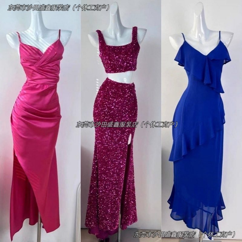 Ladies' Evening Gown Dress, Sexy Strapless Dress with Slit and Open Back
