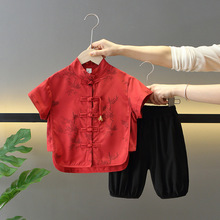 7864男童夏季中国风唐装套装2025新款儿童夏装汉服新中式表演服潮