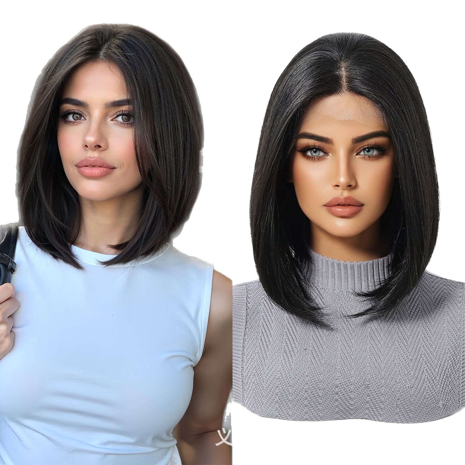 Nuevo producto transfronterizo 13*6 peluca de encaje de área grande verano negro cabello corto esponjoso natural cubierta de cabeza Bobo