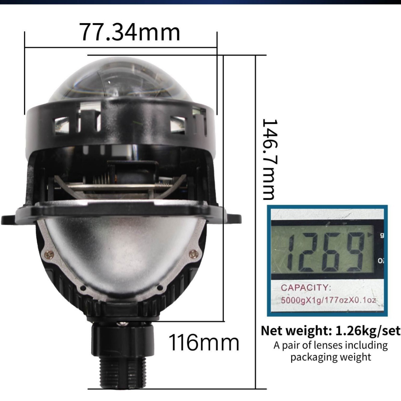 Nueva lente B2S de 3 pulgadas inteligente de alta potencia lente de doble luz lente de faro LED de automóvil blanco lejano cercano super brillante