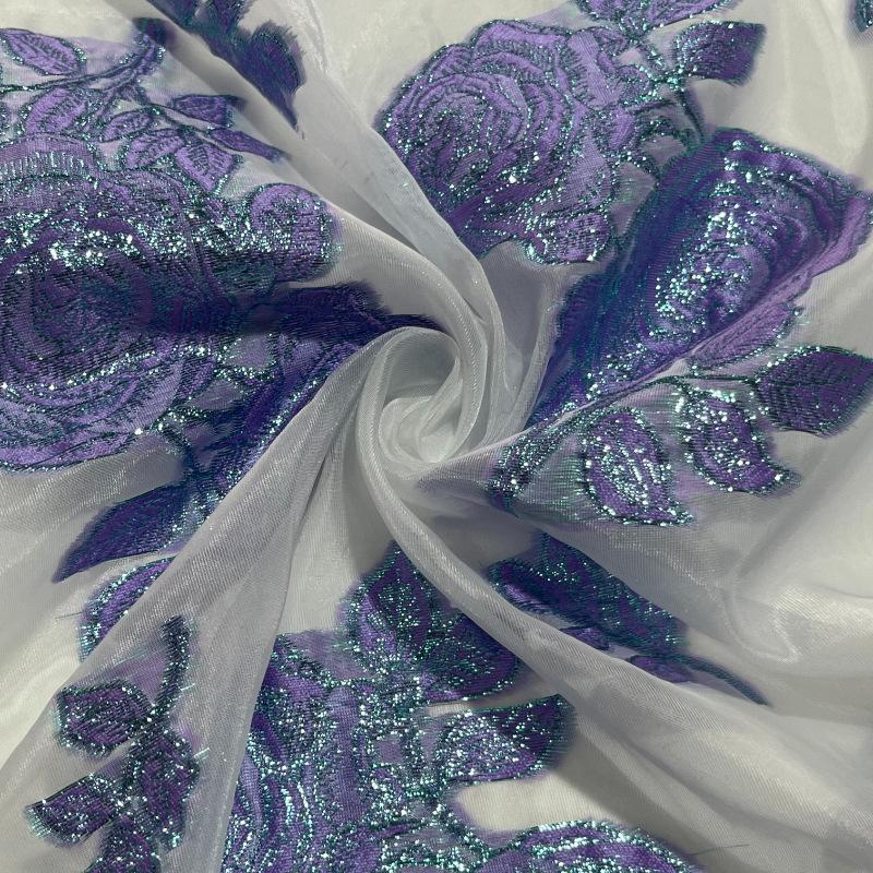 25 nuevo tejido de ergena poliéster completo después de la artesanía de ergena jacquard vestido de moda tela de mujer al por mayor