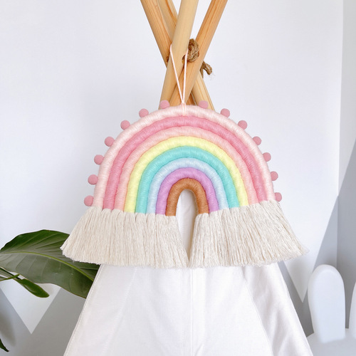 Ins style Amazon Nordic style rainbow home children's room decoration pendant woven rainbow hanging wall hanging pendant
