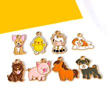 滴油合金小动物小鸡小狗配饰小猪吊坠diy耳环项链手链手机链挂件