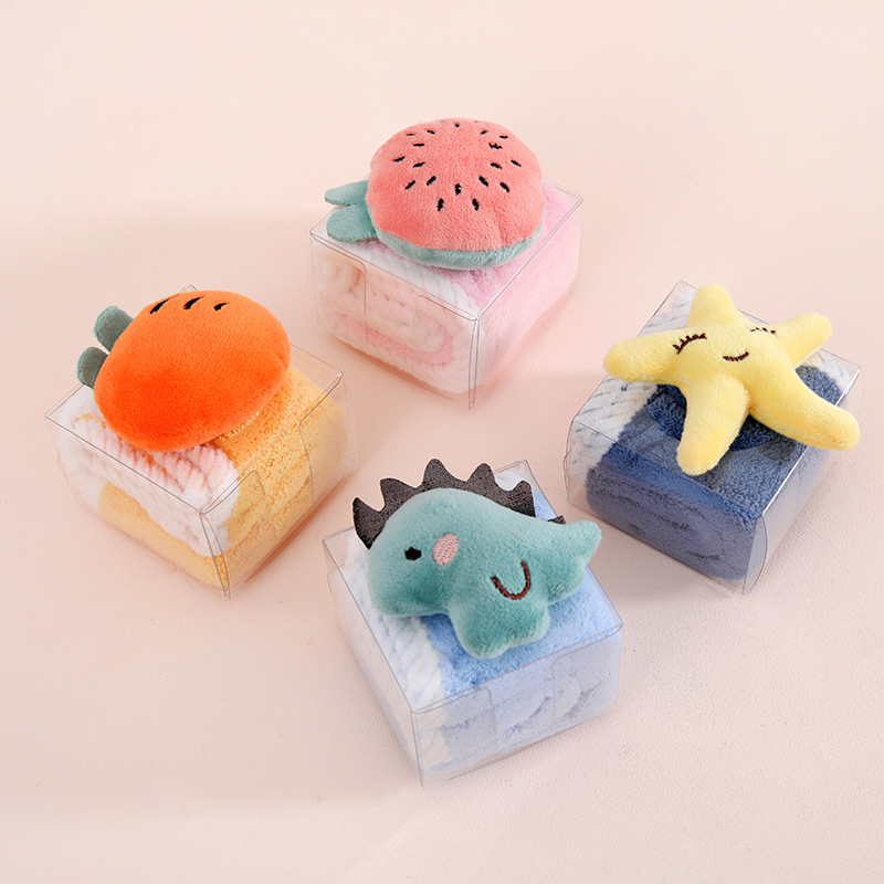 Coral fleece cartoon children's hanging towel hand towel hand towel hand gift wedding shop opening festival creative gift absorbent gift