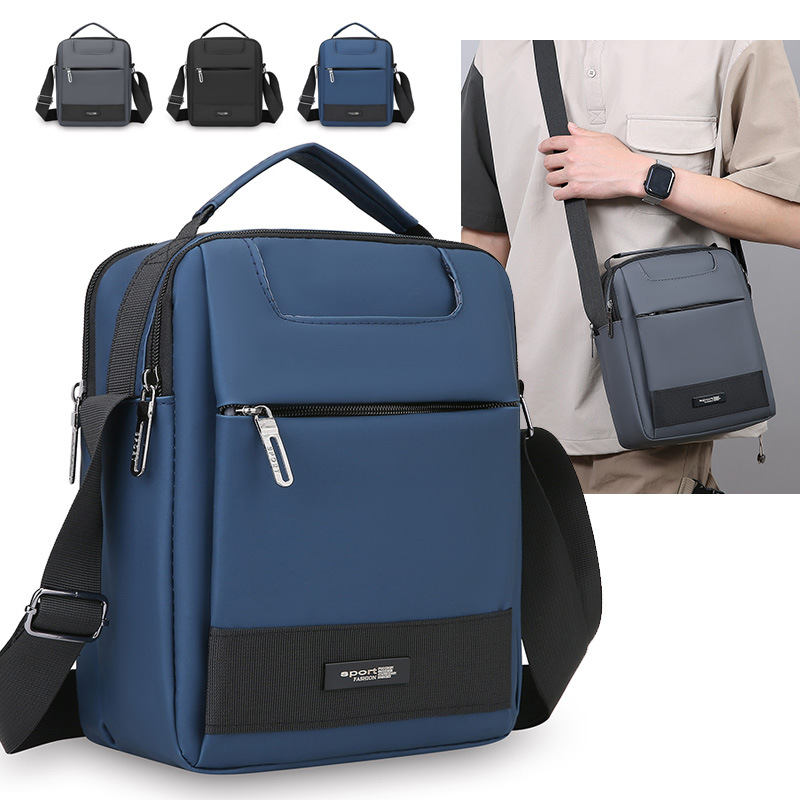 Cross-Border Simple Commuter Men's Shoulder Bag, Lightweight, Casual and Versatile Portable Men's Bag, Vertical Style Work Commuter Crossbody Bag