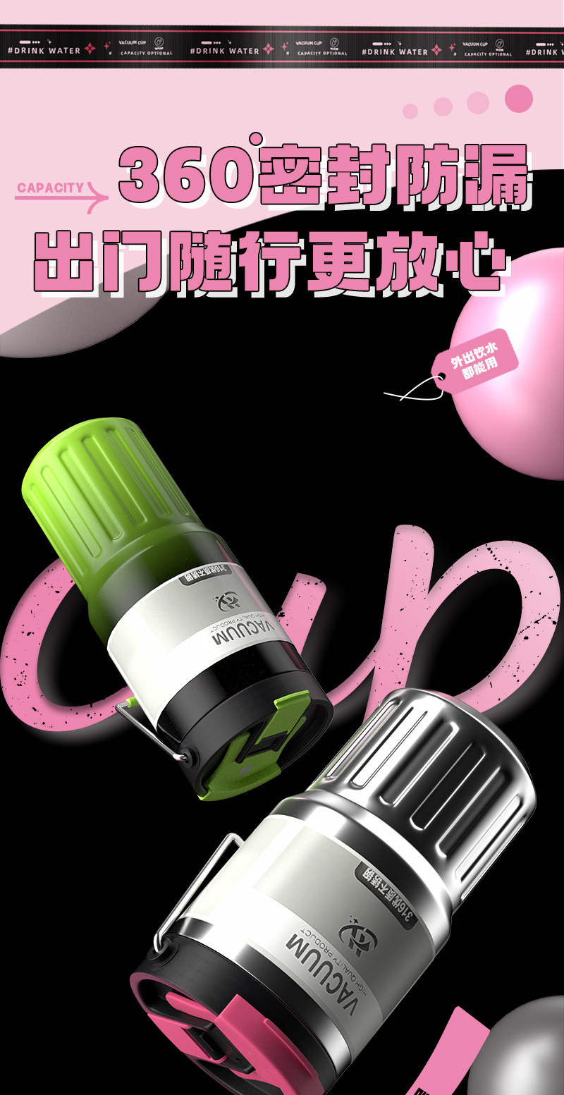 【中国直邮】TIMESWOOD 渐变大容量水杯 800ML-紫色 保温杯 提手健身水杯