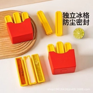 Ice Cube Mold Food Grade French Fries Ice Tray Household Refrigerator Magnet Magnetic Absorption Homemade Frozen Ice Cube Storage Box Wholesale