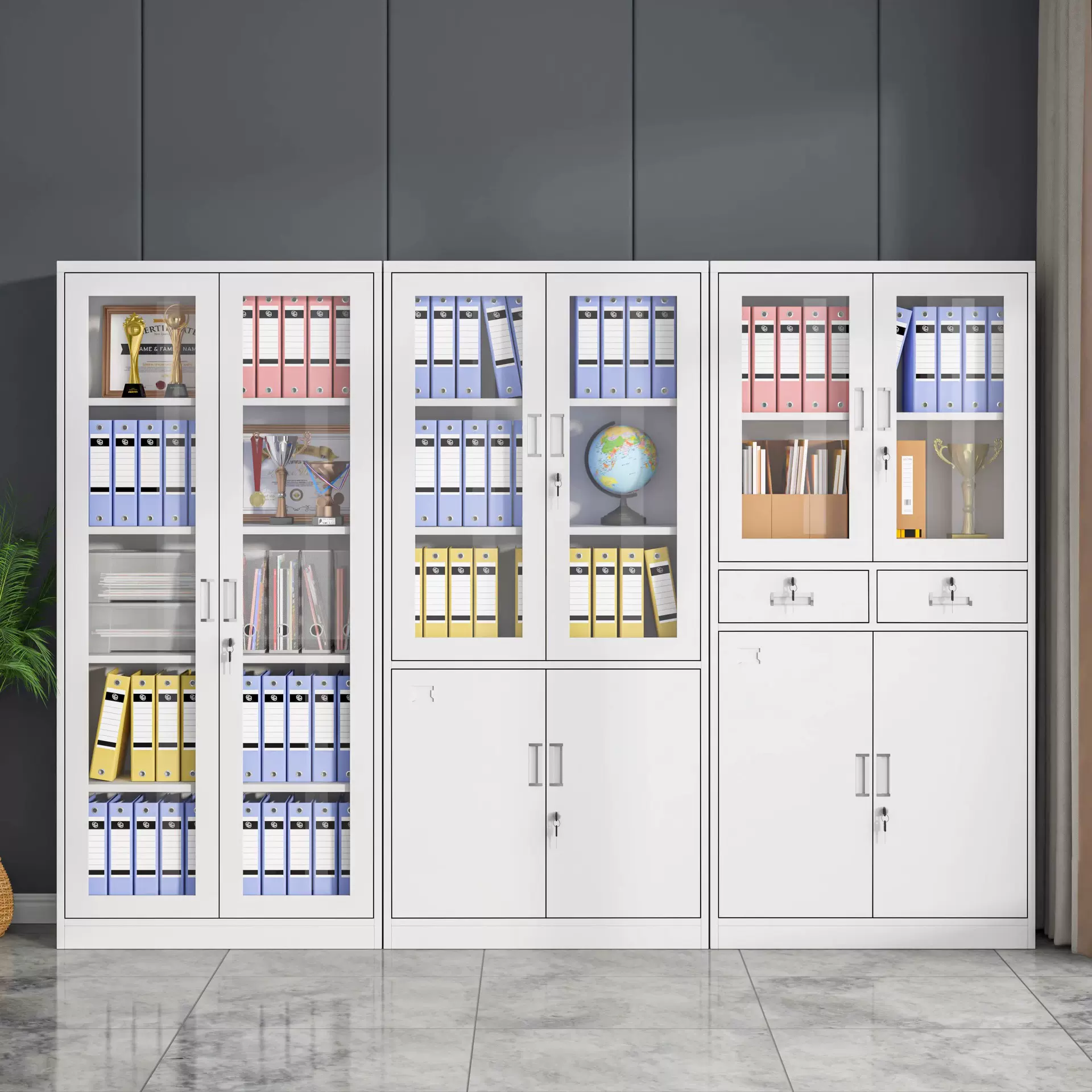 加厚钢制文件柜办公室铁皮资料柜财务带锁带抽屉凭证柜储物柜厂家