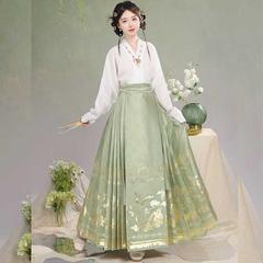 新しいダンシングバタフライオリジナル明朝漢服女性の国民風改良された新しい中国風織金馬面スカートデイリースカートスーツ