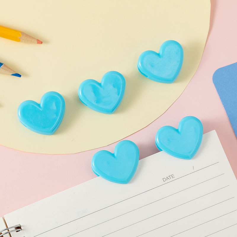 Clip de amor transparente Clip de sellado de bocadillos de niña rosa Mini carpeta de fotos decorativa linda carpeta de aprendizaje