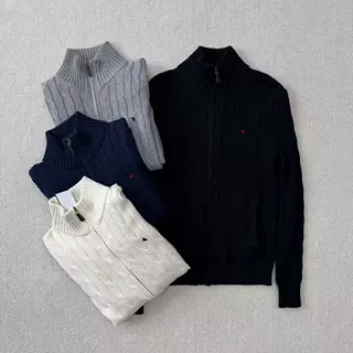 高品质可扫/小马刺绣麻花开衫拉链外套长袖立领复古宽松男女款