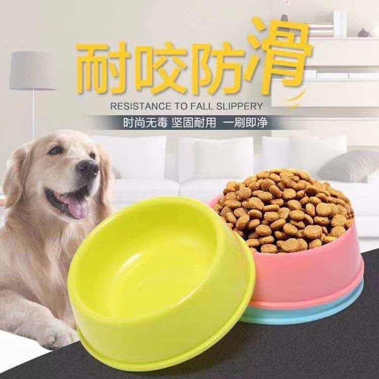 Mascota perro tazón gato tazón simple económico plástico caramelo color perro tazón redondo solo tazón mascota vajilla al por mayor