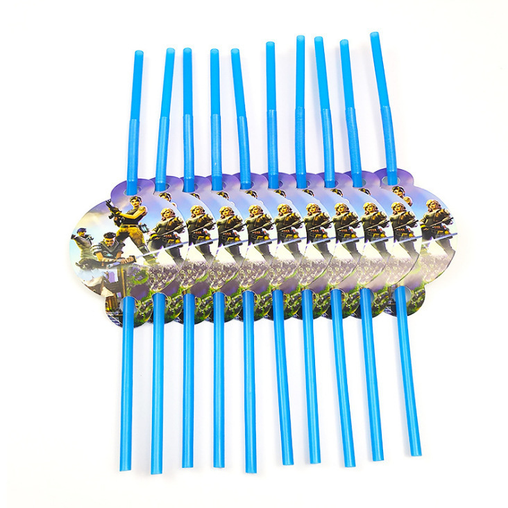 Amazon Venta caliente juego tema partido tire bandera plato de papel vajilla traje decoración del partido traje fortaleza noche