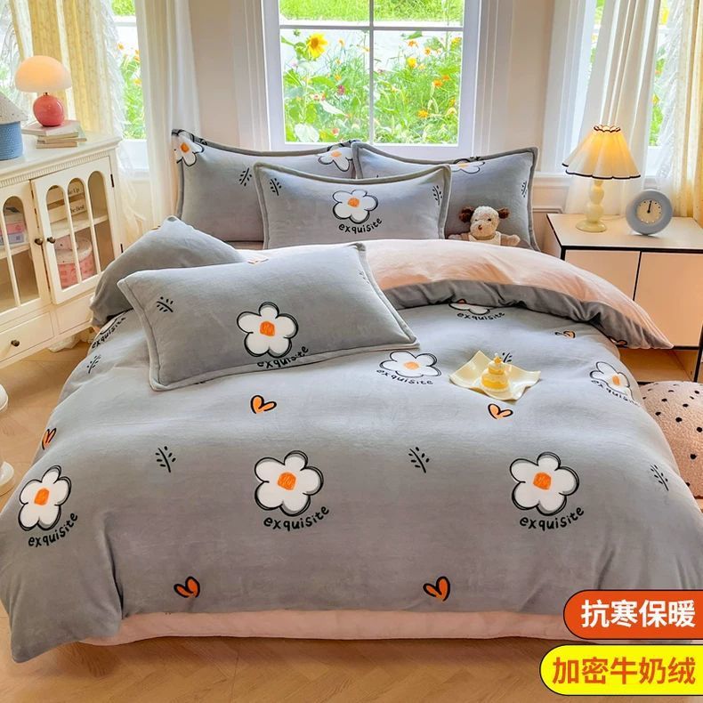 Cama de terciopelo de leche de invierno más terciopelo grueso brida sábanas de terciopelo de coral cubierta dormitorio de estudiantes tres piezas